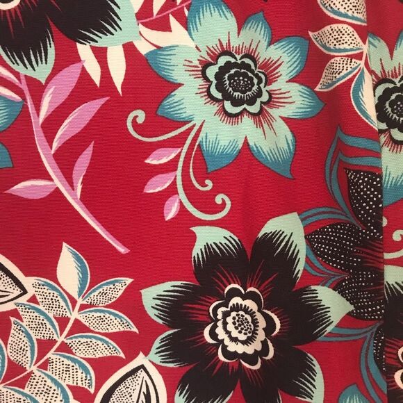 Talbots Red & Black Floral Print Pencil Skirt Women Size 14W Knee Length Cotton - Picture 6 of 11